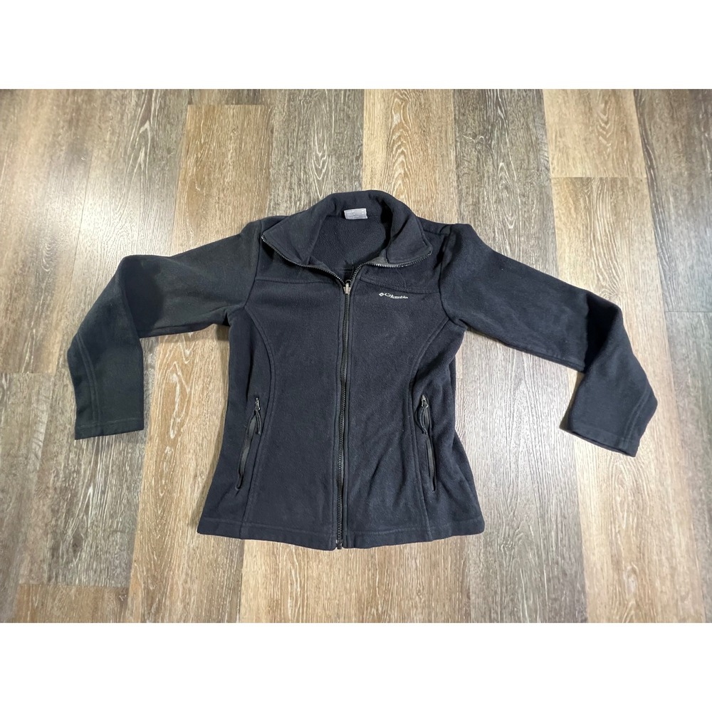 Columbia Fleece Jacket Womens XS Black Full Zip Mock Neck Active Layer